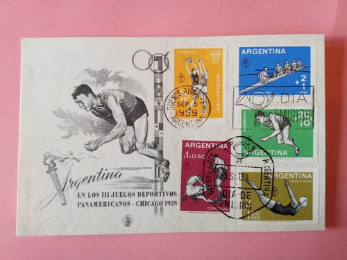 Tarjeta Primer Día Iii Juegos Deportivos Pana Chicago 1959