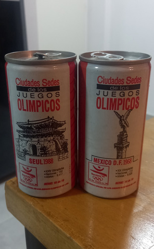 2 Latas Vacias De Coca Cola 295cm3 Juegos Olimpicos En Chapa