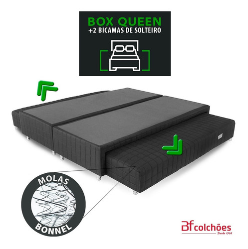 Cama Box Queen Duas Cama Auxiliar Colchão Ortopédico 158x198