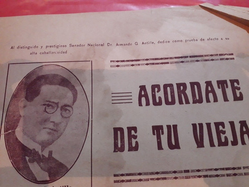 Partitura Acordate De Tu Vieja Tango Herme Tavarozzi Antille (Usado)