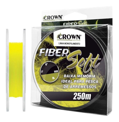 Linha Mono Crown Fiber Soft 0,33mm 22lb/9,96kg - 250 Metros Cor Amarelo