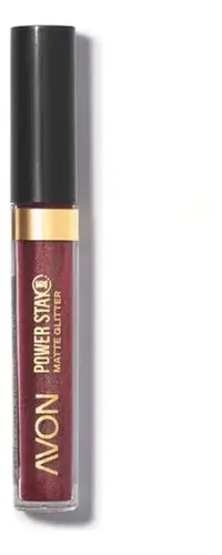 Batom líquido Avon Power Stay Glitter Effect cor Marrom Brilhante