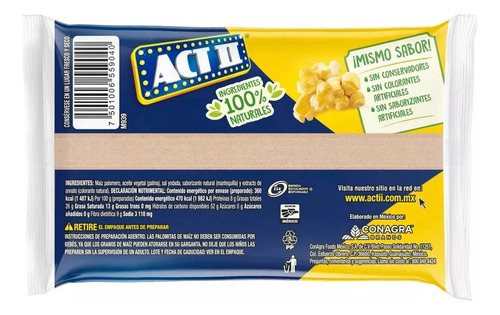 Palomitas Act Il Mantequilla Paquete Con 8 Pzs De 87 Gr C/u