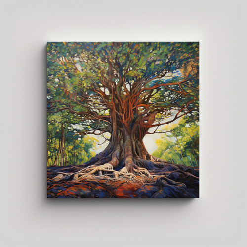 20x20cm Cuadro Arte Impreso A Banyan Tree Estilo Estilo Óle