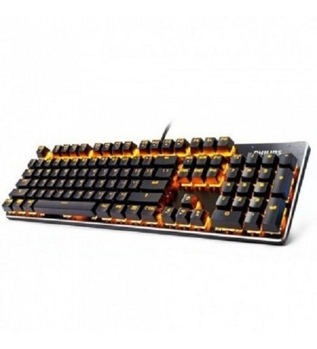 Teclado gamer Philips SPK8401BQM QWERTY inglés US color negro con luz RGB