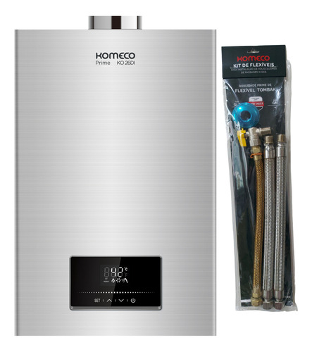 Aquecedor Komeco Ko 26di Prime Wifi 26 Litros Gás Glp E Kit Cor Inox