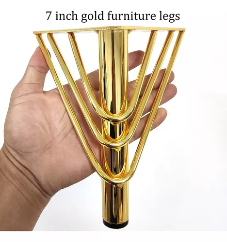 ACBungji Patas doradas para muebles de 4 pulgadas, juego de 4 patas de sofá  para muebles, estilo moderno, resistentes de metal de repuesto, patas