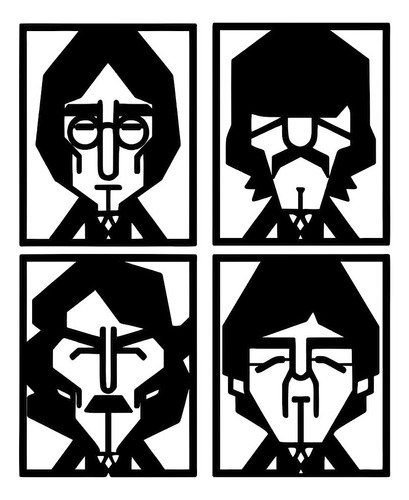 Cuadro Artesanal Madera 92x73 Calado The Beatles X 4 