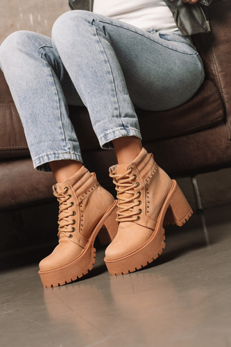 Borcegos Mujer Cuero Taco Alto Plataforma Botas Moda Romi