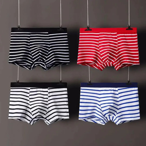 Bóxers Con Diseño De Rayas Para Ropa Interior De Algodón Par