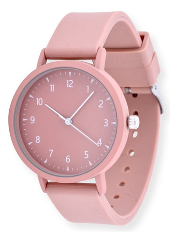 Reloj Analógico Unisex En Rosa Y Correa De Silicona