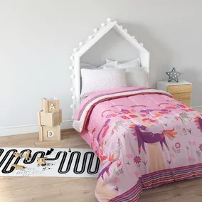 Acolchado 1 Plaza Jean Cartier Mariposas Niña Nena Rosa