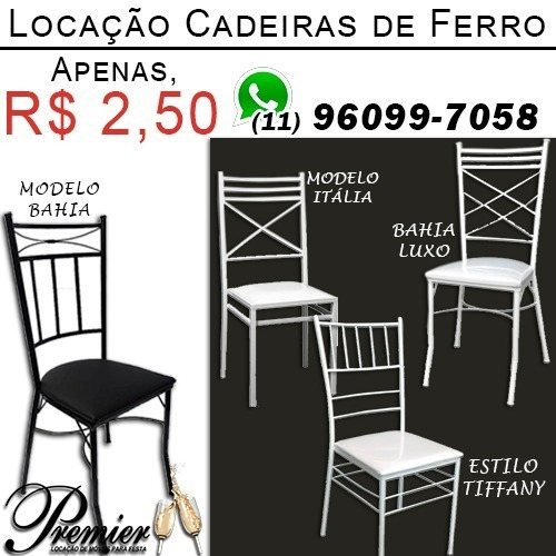 Imagem 1 de 10 de Aluguel Cadeiras De Ferro Tiffany Mesas Sousplats Rattan
