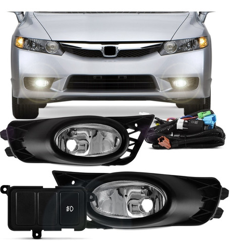 Kit Farol Milha Honda New Civic 2009 2011 Botão Similar 