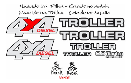 Kit Adesivos Resinados Troller 2000 Diesel Amarelo Trl004