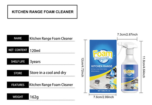 Limpador De Espuma De 120 Ml Limpador De Fogão Kitchen Range