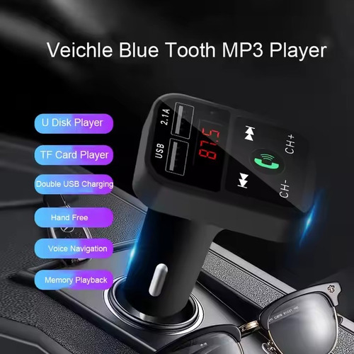 Transmisor Bluetooth Fm De Auto Manos Libres Cargador 2 Usb