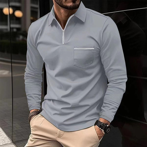 Camisa Deportiva De Manga Larga Con Bolsillo Con Cremallera