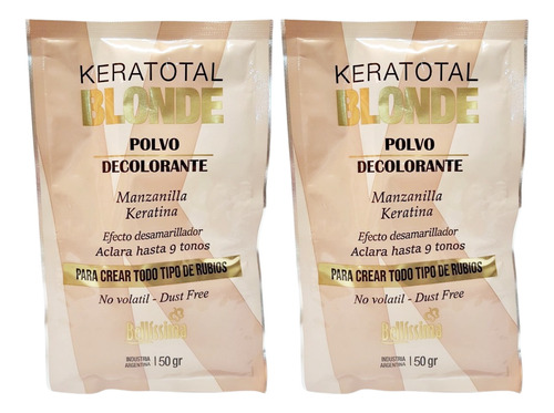 Kit X 2 Sobres Polvo Decolorante Blonde 50 Gr Bellissima