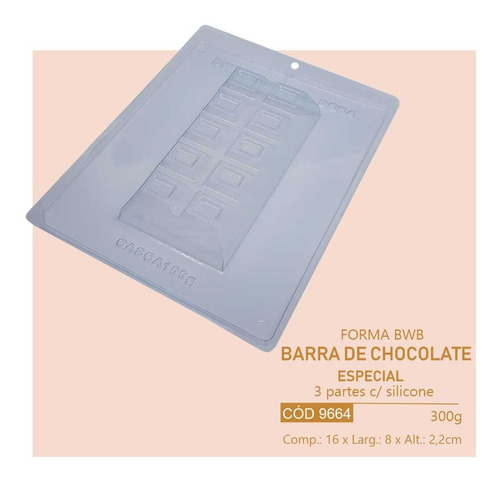 Combo 6 Formas Silicone Bwb Barrinha De Chocolate Trufado