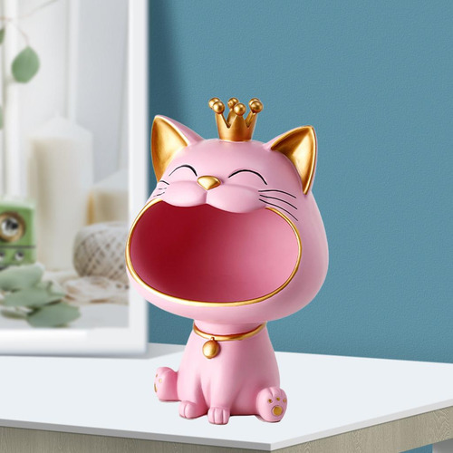 Gato De La Estatuilla Animal Estatua Gran Boca Caja De Rosa