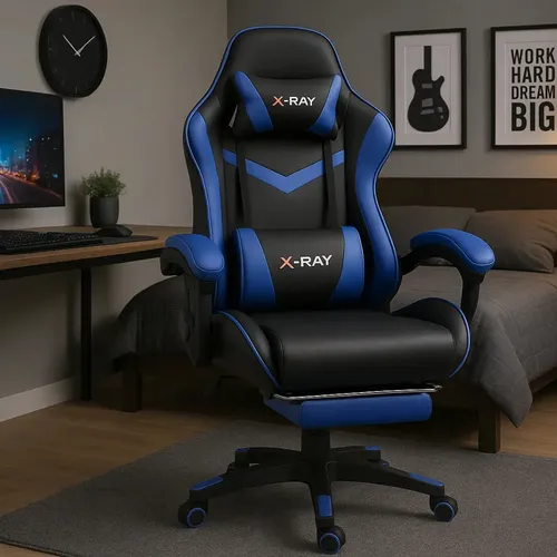 Cadeira Gamer Profissional Reclinável Apoio De Pés Cinza
