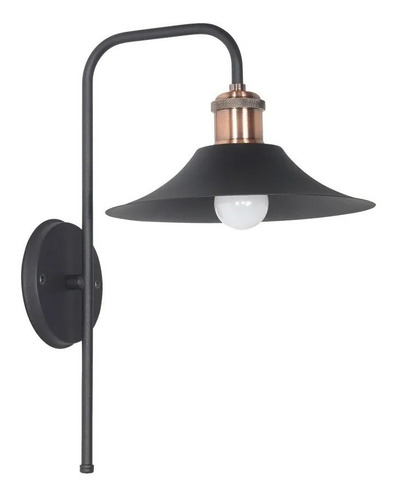 Aplique Galponero Padua 1 Luz Vintage Cobre / Negro Apto Led