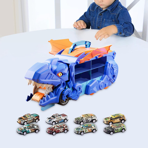 Coches Devoradores De Dinosaurios, Camión Con 8 Carros