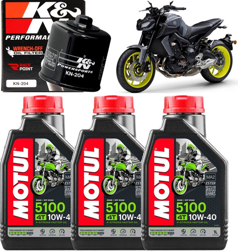 Kit Troca Oleo Motul 5100 10w40 + Filtro Oleo Yamaha Mt 09