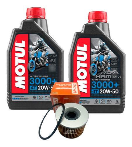 Kit Filtro De Óleo Kawasaki Ninja 250 + 2 Lts Motul 3000