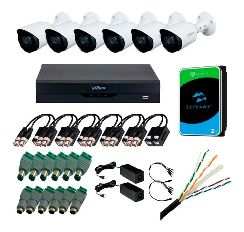 Kit Dvr 8ch 5mp + 6 Cam 5mp + Disco 2tb + Baluns + 200m Utp