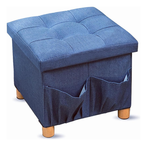 Wamnexti Denim Storage Ottoman Cube Con Bolsa Lateral, Tabur