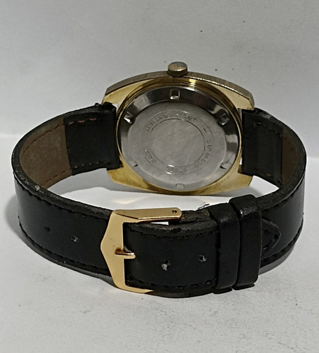 Fino Reloj Suizo Automático Pedre '70s Fechador Antíguo Negro Dorado Dorado (Usado)