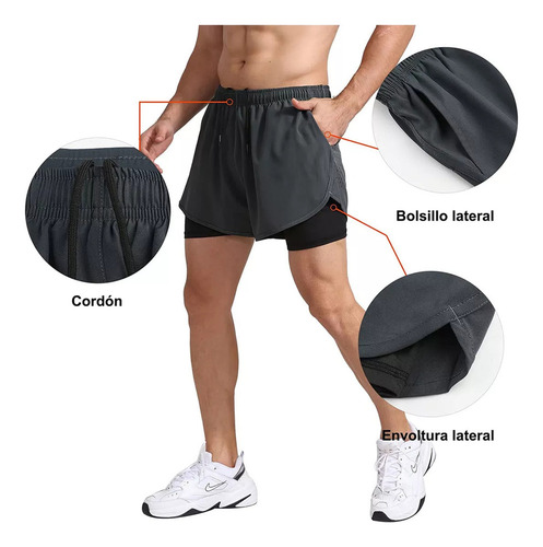 A Pantalones Cortos Deportivos 2 En 1 Para Correr Para