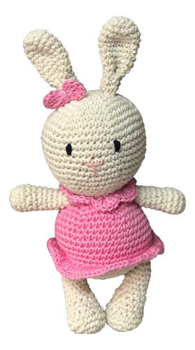 Bebé Conejo Amigurumi Con Remera Y Flor 23 Cms En Crochet