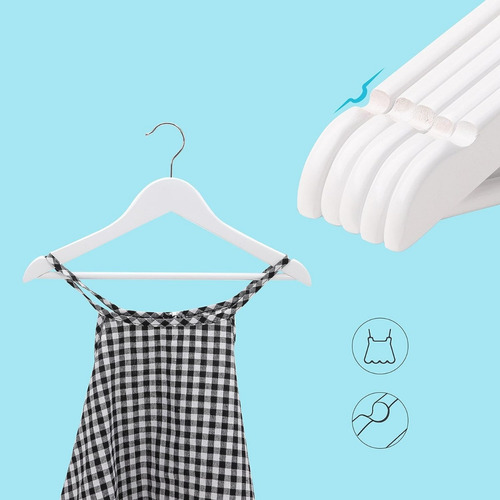 Imagen 6 de 10 de Perchas De Madera De Bebe Blancas X 10 Unidades