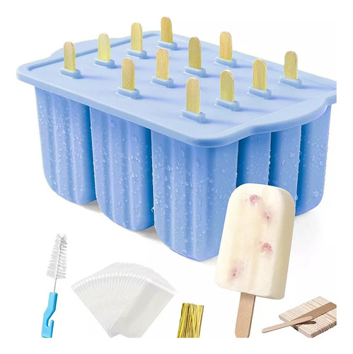 Silicona Helado Helado Paletas Maker 12 Cavidades Casero Pop