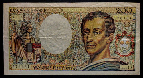 Francia Billete 200 Francos 1992 Exc Pick 155e Montesquieu