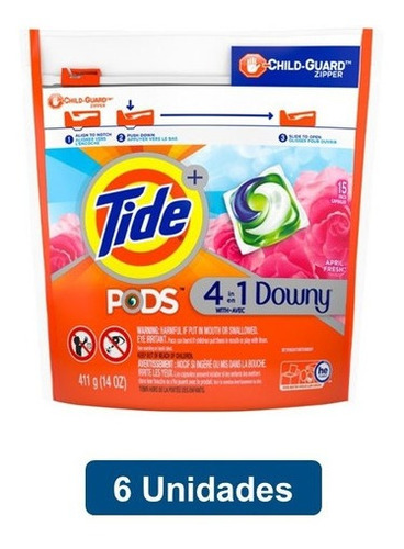 Detergente De Ropa Concentrado Capsulas 4en1 15 Pods X6 Tide