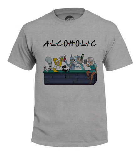 Playera Grapics Alcoholic Homero Friends Simpsons Rick