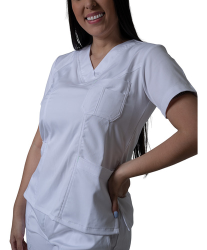 Uniforme Mujer Antifluido Stretch Cuello Estilo Americano