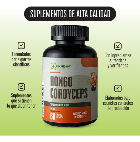 Suplemento en cápsulas Kukamonga Suplemento Hongo Cordyceps x 60g