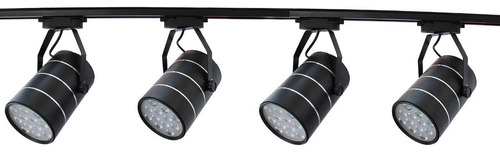 Lampara De Riel Dirigible Led 12w Kit 4 Pza Negra Luz Neutra Color Negro Suministros Diamante