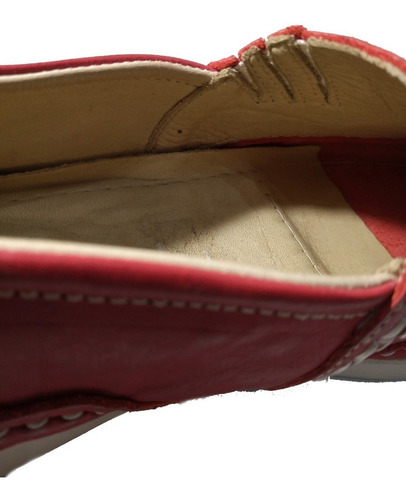 Imagen 4 de 9 de Zapato Náutico Cuero Rojo Hombre Cuero Forrado En Cuero!!