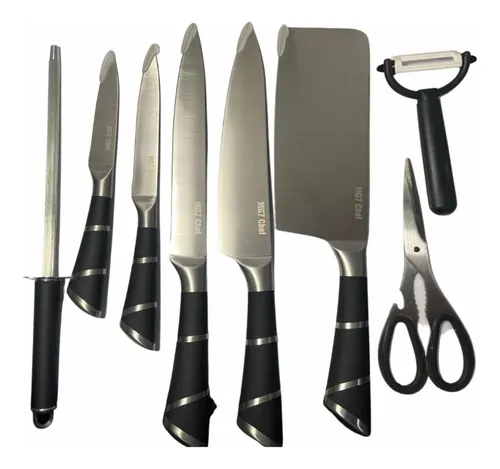 Cuchillos 9 Pcs Con Base En Acero Inoxidable