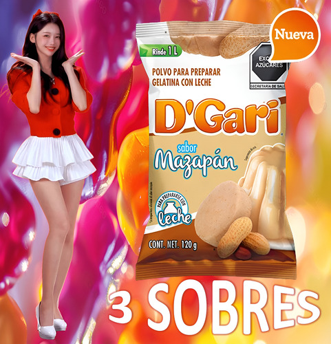 Dgari® 3 Gelatinas De Leche Sabor Mazapán Rinde 1 Litro Wow