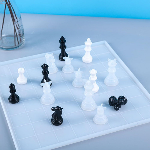 Juego De Moldes De Resina De Ajedrez, 1 Molde De Silicona Y