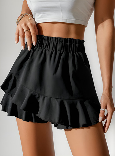 Short Pollera Boho Lino Cey De S A Xl- Tendencia Shein 2025