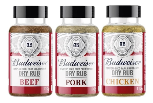 Temperos Kit Gourmet Carne Churrasco Budweiser Dryrub 3x110g