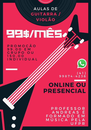 Imagem 1 de 1 de Aulas De Violão E Guitarra Online